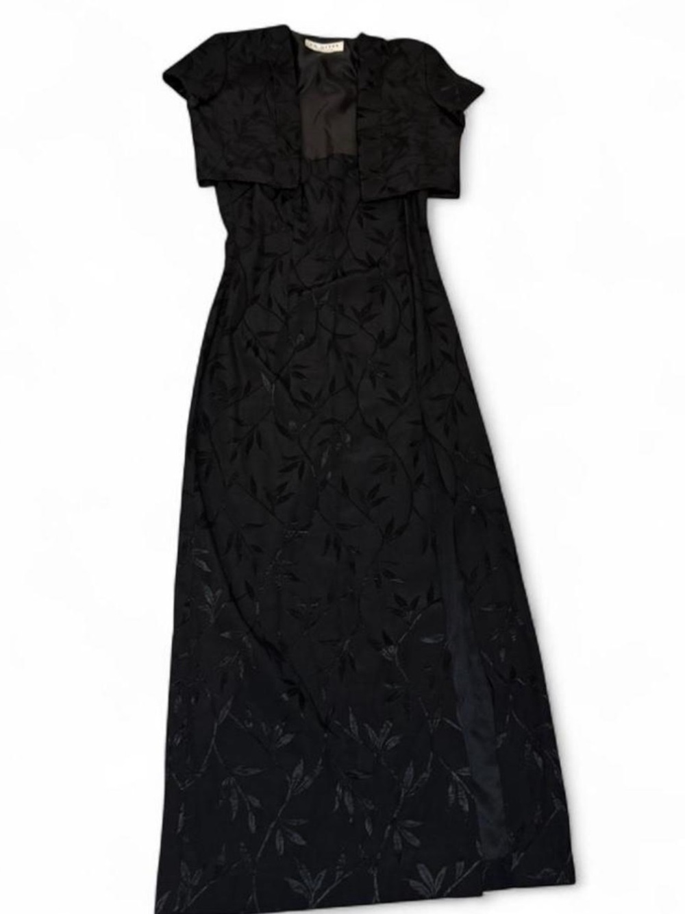 Black Maxi Dress with Subtle Floral Jacquard